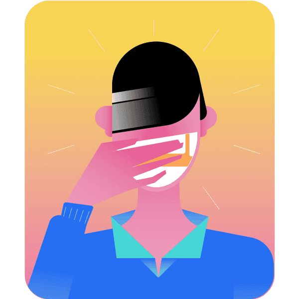 Icona disegno persona si copre il sorriso con la mano